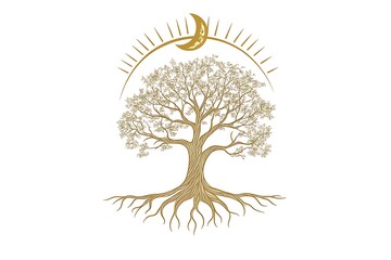 Naklejka premium Celestial Oak A Fantasy Tree Logo
