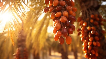 A photo of a vibrant organic date palm plantation