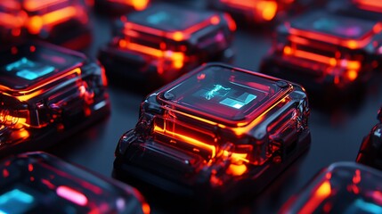 Futuristic Technology: Illuminated Transparent Cubes