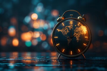 clean minimalist background with half lit globe and countdown clock overlay