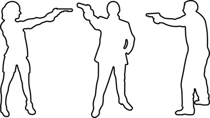 Pointing gun Shooting range icon in line set. isolated on transparent background