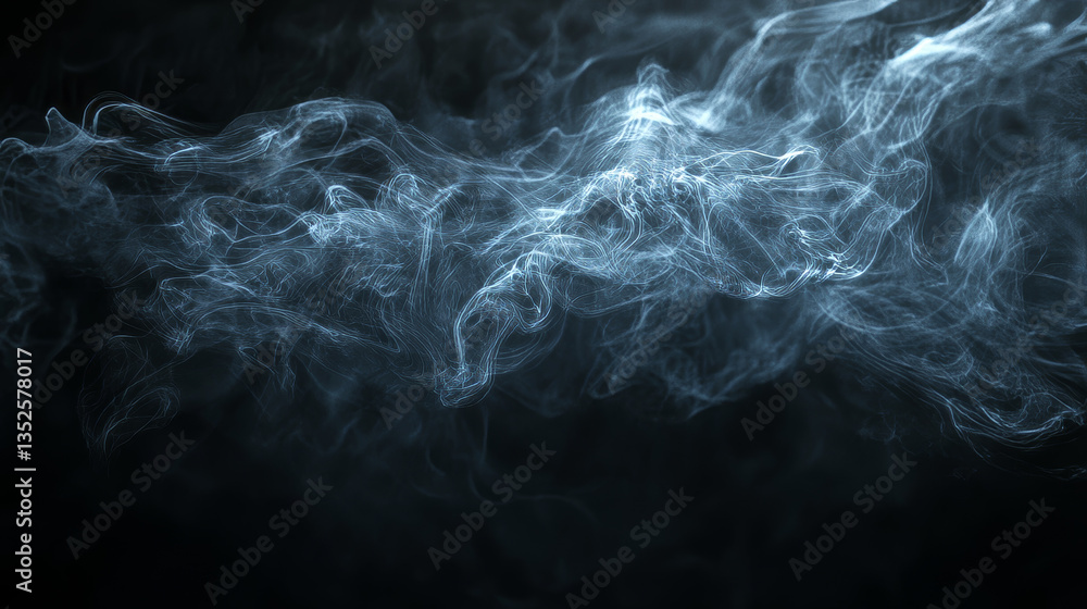 Poster vector realistic smoke, fog or mist transparent effect isolated on dark background