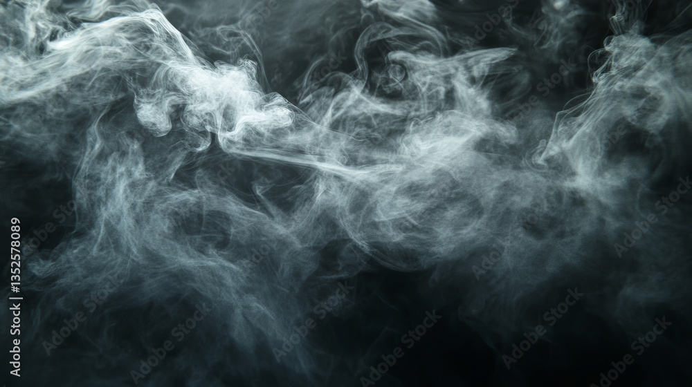 Poster vector realistic smoke, fog or mist transparent effect isolated on dark background