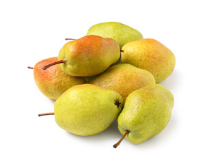 Sweet ripe pears on white background