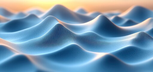 Obraz premium Abstract Blue Undulating Landscape at Sunset