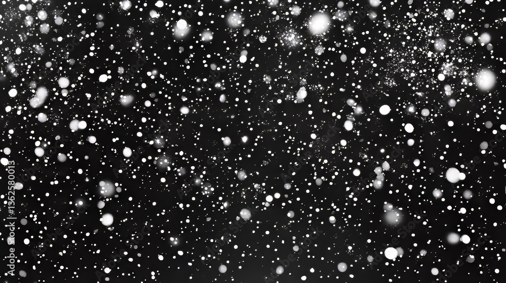 Poster vector realistic falling snow vector overlay effect in seamless pattern on dark background