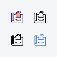 Technical Drawing vector icons set stock illustration