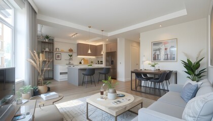 Fototapeta premium modern living room with fireplace