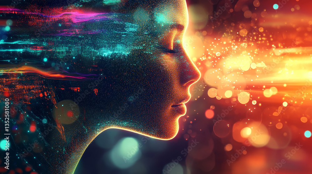 Poster hi-tech digital display holographic information abstract background