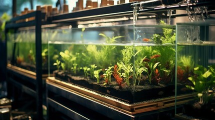 A photo of an aquaponics system supporting urban farm