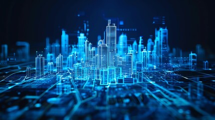 Start your own business inspiration A holographic city blueprint, forming a digital roadmap to a billion-dollar business empire