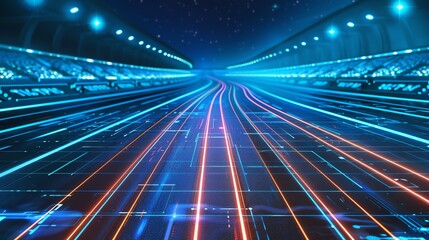 Start your own business inspiration A futuristic digital track where entrepreneurs race against time to success