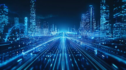 Start your own business inspiration A futuristic cyber highway, leading straight to the headquarters of a trillion-dollar startup