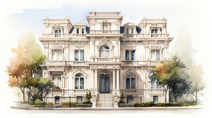 Obraz premium A photo of an architectural watercolor illustration