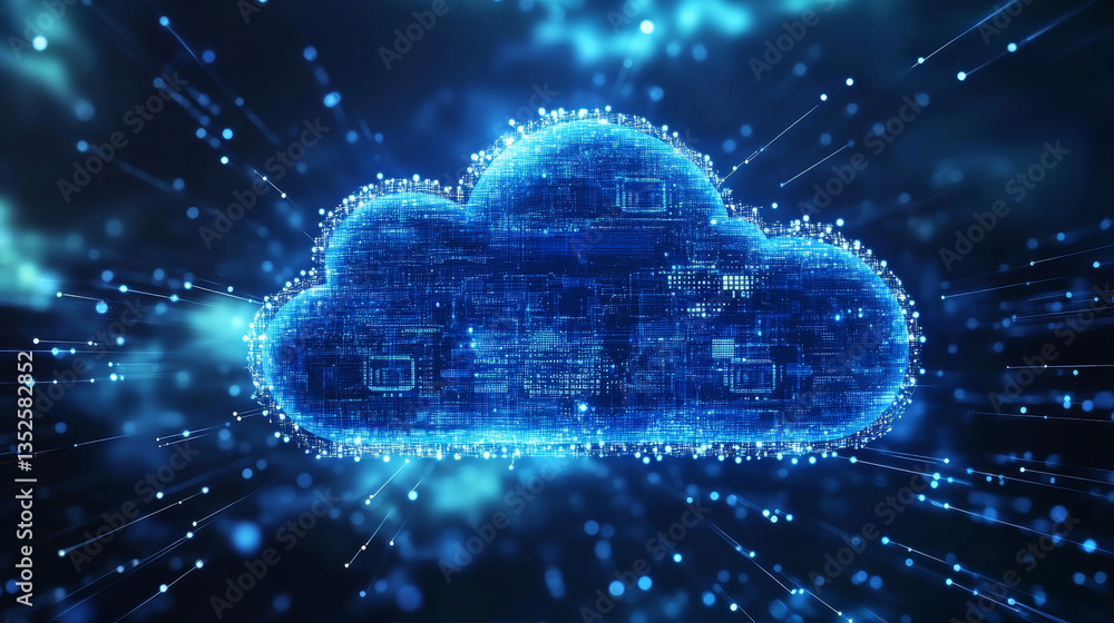 Poster cloud and edge computing technology. secure database storage is protected from unauthorized access a