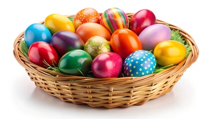 colorful easter eggs in basket