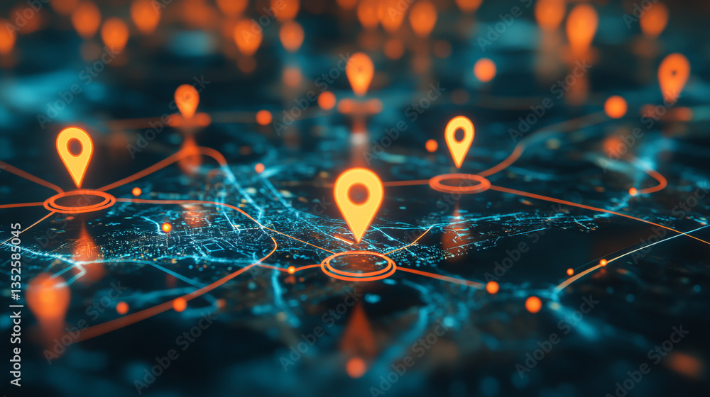 Poster technology digital cyberspace and global network connection tracking gps, graphic dashboard head-up 