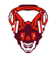 chacal casque de musique audio gueule tete de mort