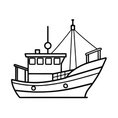 Trawler Black Vector Graphic for Ocean Themed Projects

