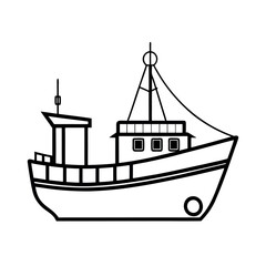 Simple Trawler Black Vector for Minimalistic Designs

