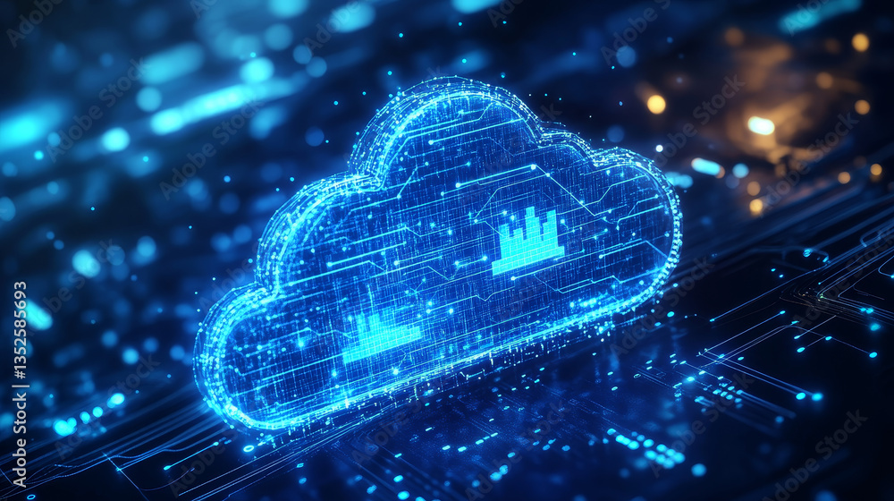Poster cloud computing illustration,flat style.data storage device,media server.web hosting and cloud techn