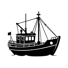 Clean Trawler Black Vector for Nautical Illustrations

