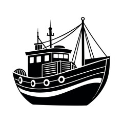 Trawler Black Vector Image for Graphic Designers


