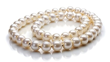 pearl necklace on white background