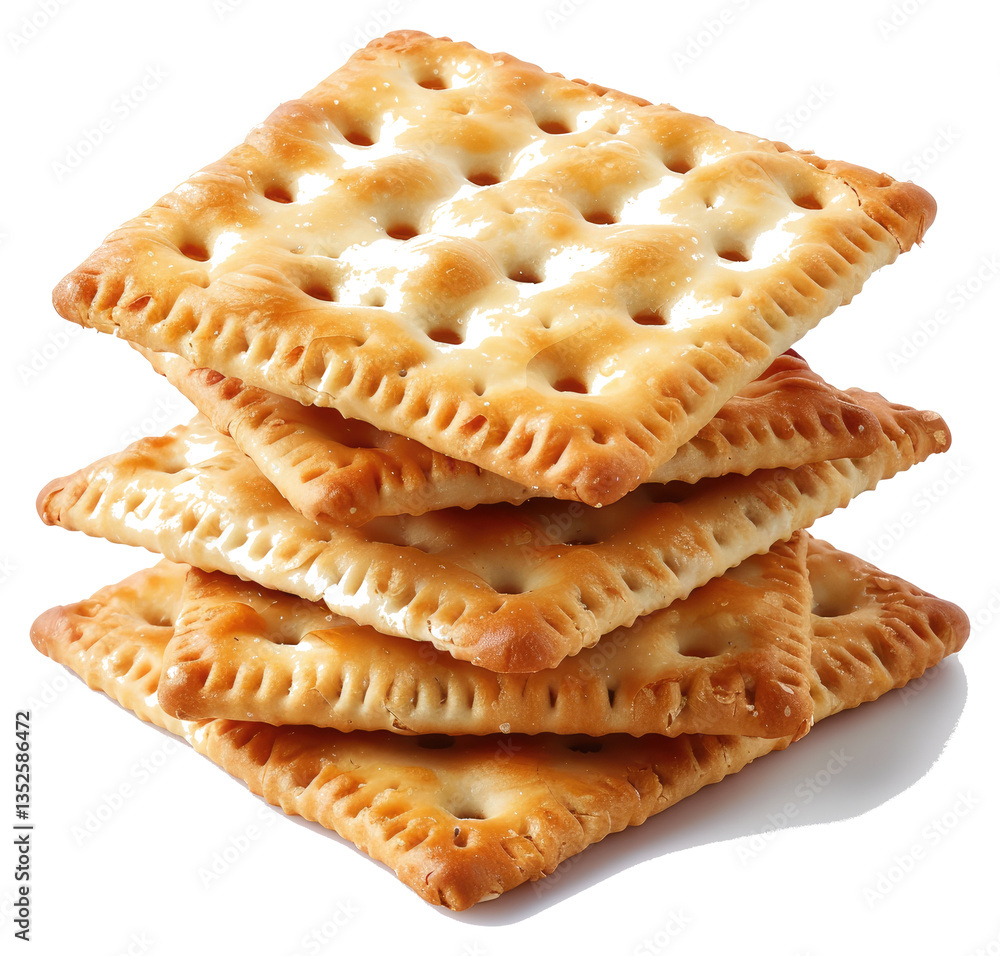Aufkleber stack of square crackers arranged on a white background ready to eat