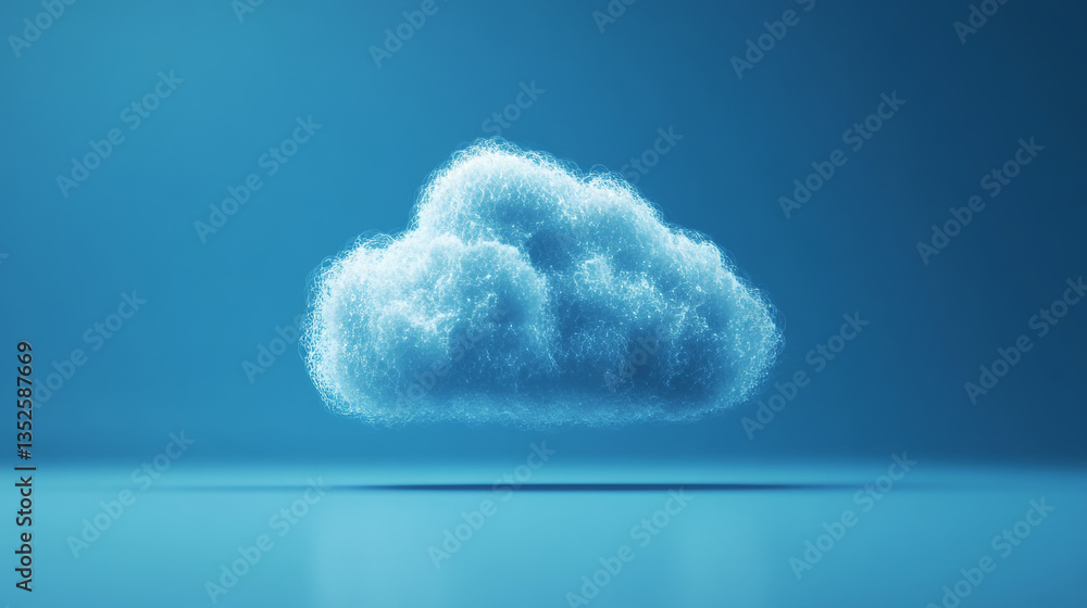 Poster cloud computing technology database storage security concept backup transfer. there is a large cloud