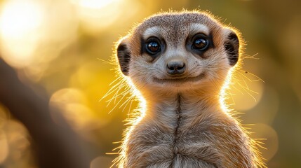 Fototapeta premium a meerkat looking at the camera with a funny face 
