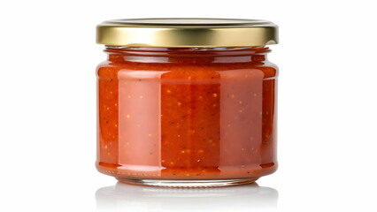 Fresh Tomato Sauce in a Sealed Jar Isolated on White Background