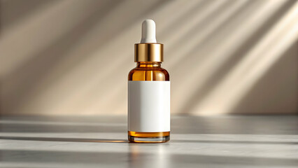 Minimalist Serum Bottle with Blank Label, Beauty and Cosmetic Concept