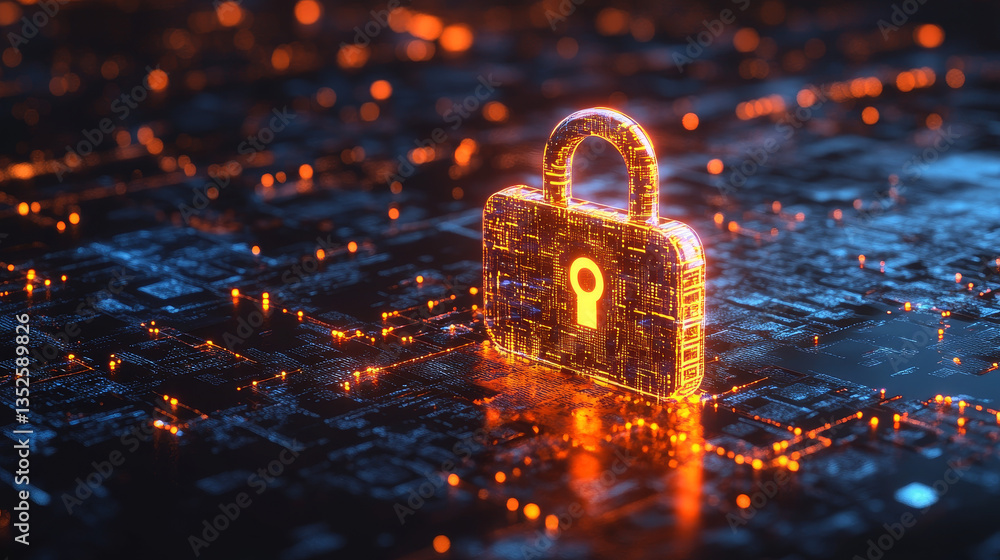 Poster hud and shield icon of cyber security digital data, digital data network protection, global network 