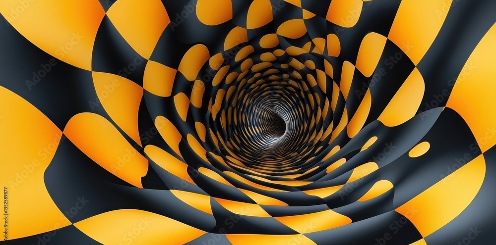 Poster an abstract tunnel showing depth and color in a complex design