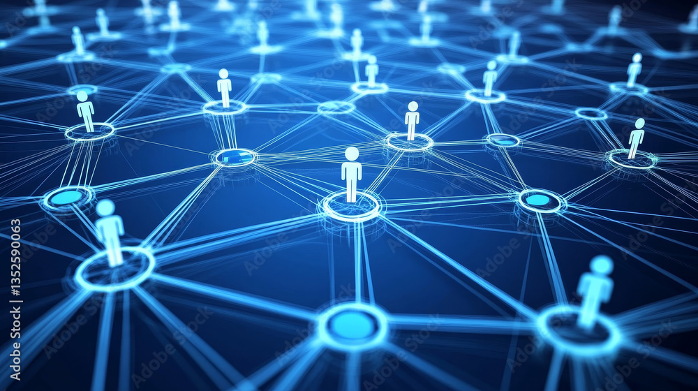 Poster web 3.0 on futuristic electronic board background, technology of decentralized social network connec