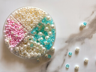 Handmade beaded decorations with intricate patterns in pastel colors, for beautiful and delicate...
