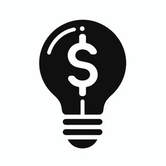 Light Bulb silhouette in black on a white background