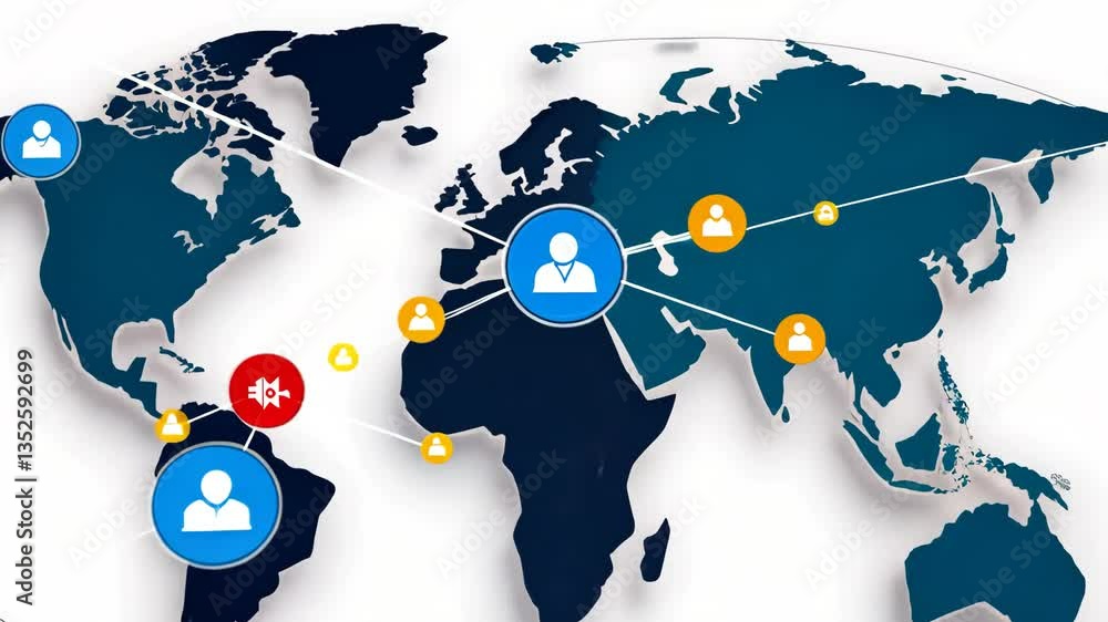 Poster global communication network showcasing connections across the world generative ai