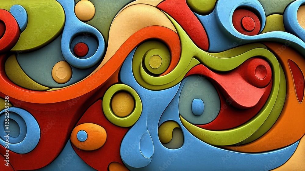 Poster colorful abstract shapes and forms create a vibrant and unique composition