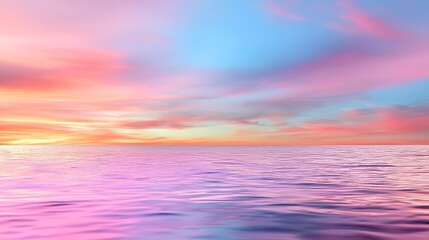 Obraz premium Sunset Over Ocean with Colorful Sky and Water Reflections for a Beautiful Scenic View