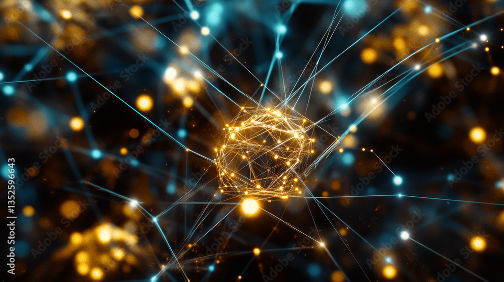 Poster technology digital big data connection, digital cyberspace, digital data network and blockchain conn