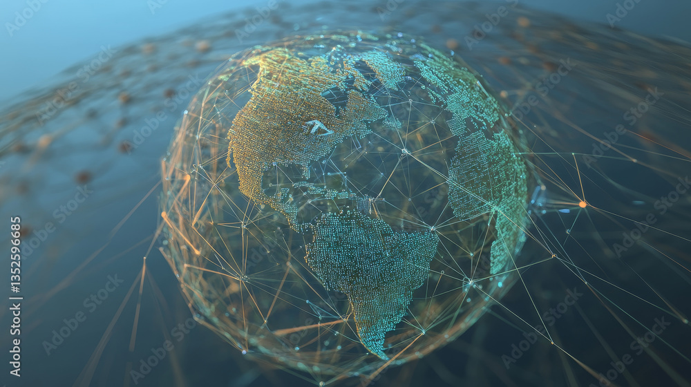 Poster technology digital big data connection, digital cyberspace, digital data network and blockchain conn