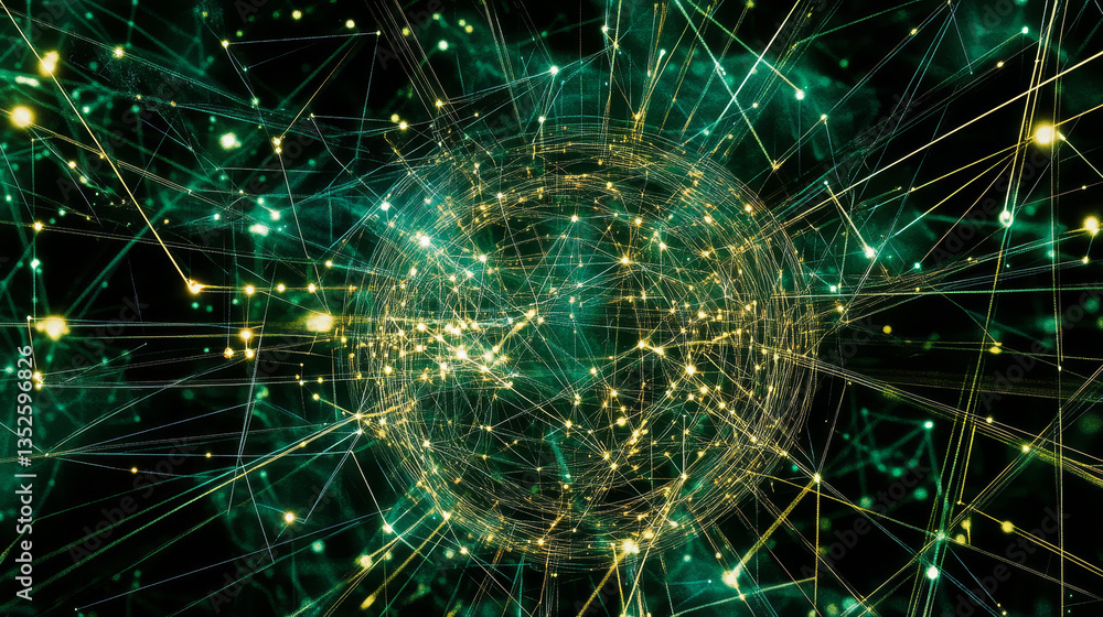 Poster technology digital big data connection, digital cyberspace, digital data network and blockchain conn