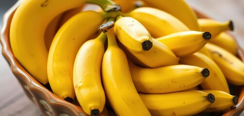A ceramic bowl overflowing with ripe yellow bananas, some bruised, snack, illustration