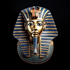 Antique Egyptian Pharaoh Mask: A Glimpse of Ancient Burial Art on a Dark Canvas