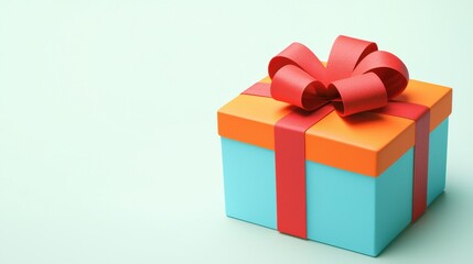 Obraz premium A colorful gift box with a vibrant bow, symbolizing celebration and the joy of giving.