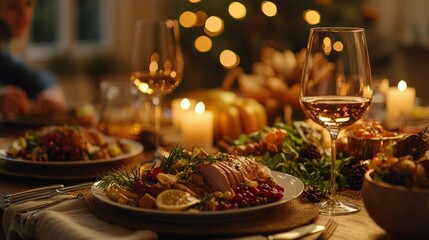 a table set for Thanksgiving dinner 