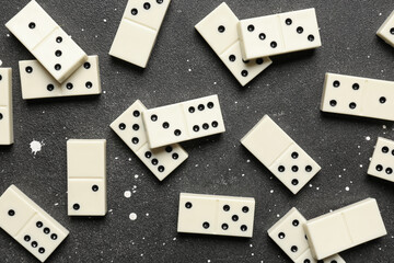 White dominos blocks on black background