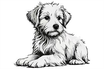 illustration of a cute pug puppy sitting isolated on a white background